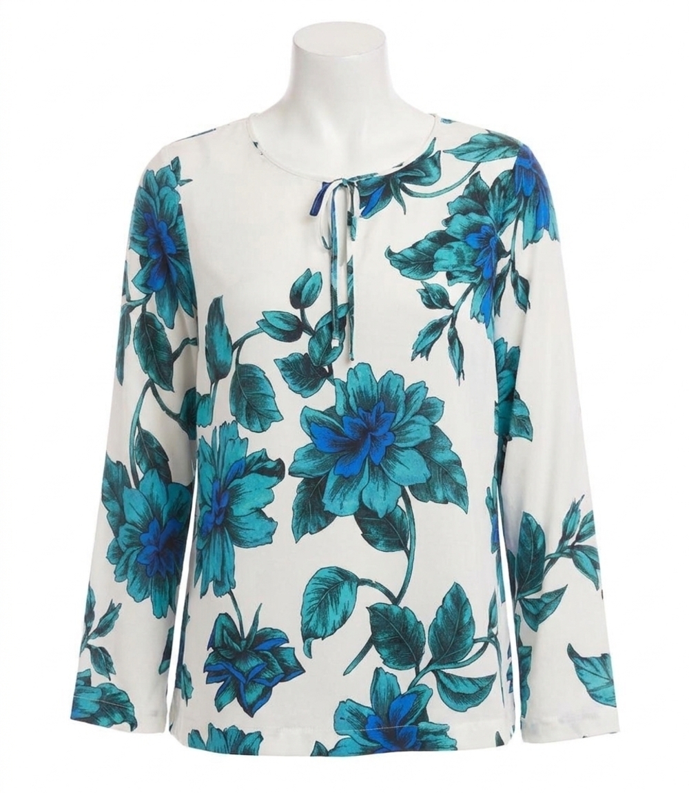 NEW KAREN KANE keyhole side-slit sleeve tunic top - petite in floral print